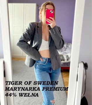 Tiger of Sweden 36 S szara marynarka żakiet talia