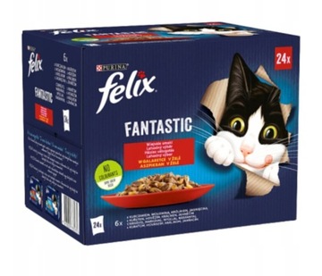 Felix Fantastic Mokra Karma dla kotów 24 saszetki