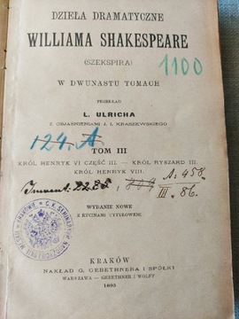 Książka Dzieła Dramatyczne W. Shakespeare