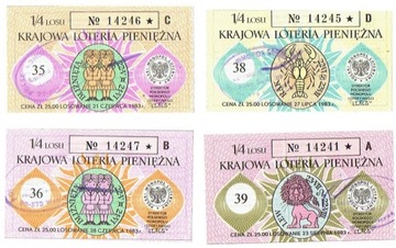 4 Losy nr 35..39 Krajowa Loteria Pieniężna - 1983r