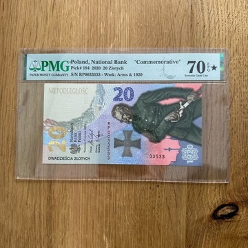 20zł Bitwa Warszawska banknot nr.33533 PMG70 EPQ