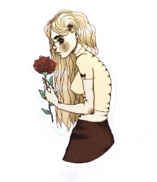 Naklejka dziewczyna z różą