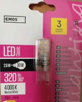 Żarówka LED G9 Emos neutral white 320 lm