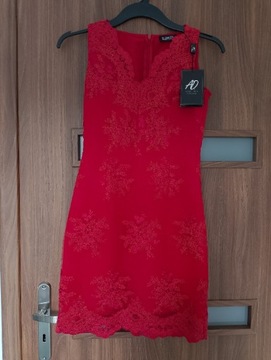 Czerwona sukienka wizytowa Koktajlowa S 36