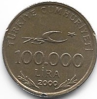 Turcja 100000 lira 2000