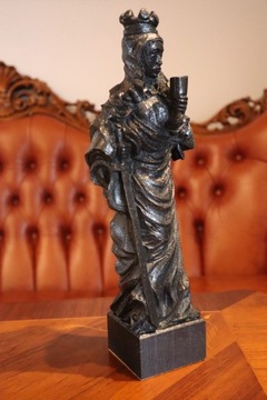 Piękna figurka św. Barbary,  grafitowa statuetka