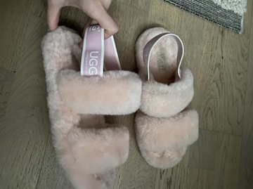 buty klapki ugg różowe futrzane z gumka oryginalne