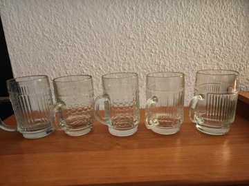Kufle szklane PRL - 10 sztuk różne