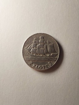 Srebrna moneta 2zł Statek 1936r 