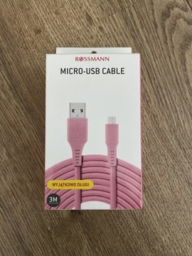 Kabel micro USB 3m różowy 