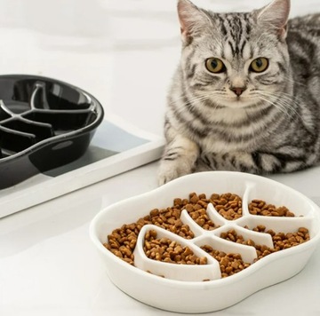 Miska spowalniająca dla kota/psa, ceramika, wzór ryba (g10)