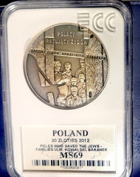 Moneta 20 zł POLACY RATUJĄCY ŻYDÓW, 2012 rok,AG925