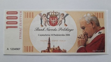 Banknot 1000zł Jan Paweł II 16.X.1978 - 16.X.2006.