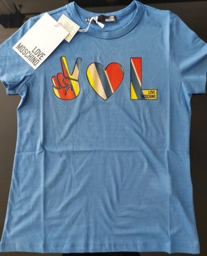 Love Moschino niebieski T-shirt IT42 38 bluzka