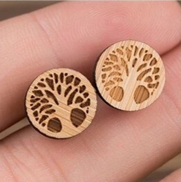 Kolczyki drewniane drzewo życia symbol energii