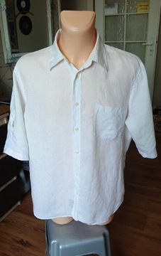 Marc O'polo koszula męska XL z krótkim rękawem lniana lato biała