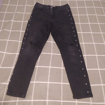 spodnie jeans czarne dziury, dżety CROPP rozm. 38