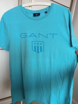 Koszulka t-shirt bluzka Gant M jasnoniebieska niebieska 