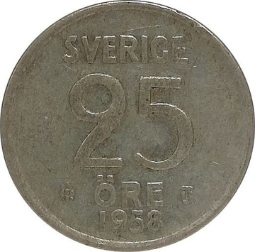 Szwecja 25 ore 1958, KM#824