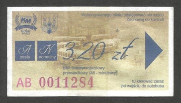 K.M. Płock bilet 3,20zł. 60-lat komunikacji Płock