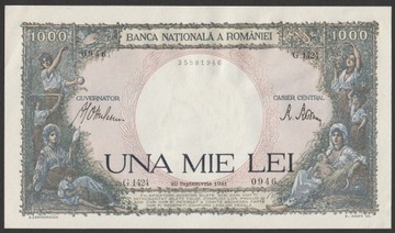 Rumunia 1000 lei 1941 - G - stan bankowy UNC
