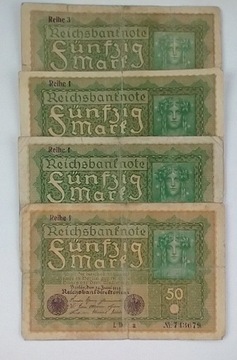 zestaw banknotów 20 marek , 1919 , Niemcy , 4 szt.