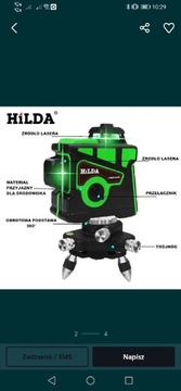 Poziomica Laser Hilda 3x360 NOWA Zestaw! 