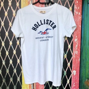 Biała koszulka T-shirt Hollister [M]