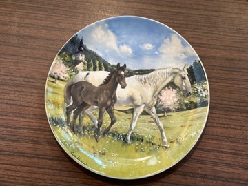 SPODE Śliczny talerz porcelanowy KONIE KOŃ 