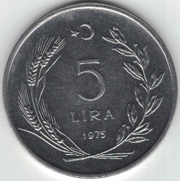 Turcja 5 lira 1975  32,5 mm