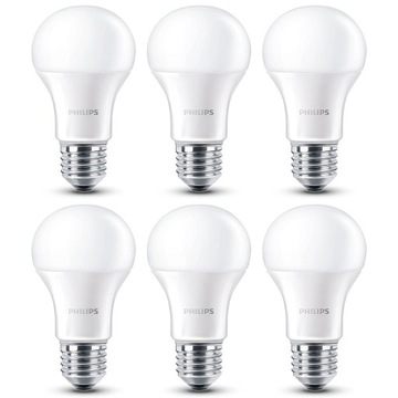 6x ŻARÓWKA LED PHILIPS E27 6W ŚCIEMNIALNA