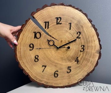 Zegar z drewna - dąb bez kory 30 cm HIT!