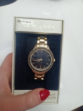 Zegarek damski New Look złota bransoleta cyrkonie
