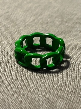 Zielony pierścionek ring vintage green łańcuch