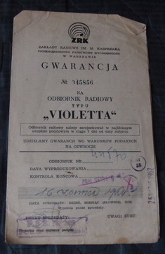 OR VIOLETTA gwarancja z 1964r