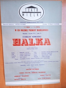 Afisz teatralny - "Halka" - Teatr Wielki 1978 r.