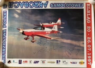 Unikatowy plakat autografy 1997 Kasperek lotnictwo