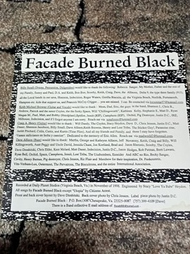 Facade Burned Black -wkladka do płyty Lp  