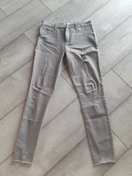 Spodnie jeansy khaki 12-13 lat z dziurami 158cm