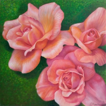 "Różana impresja" Nowoczesny obraz olejny róże
