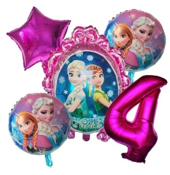 Balony Foliowe Frozen 5szt  Elsa /Anna cyfra 4