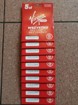 Virgin zloty numer zestaw 10 kart firma 
