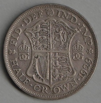 Wielka Brytania 1/2 korony 1929 - Jerzy V - srebro