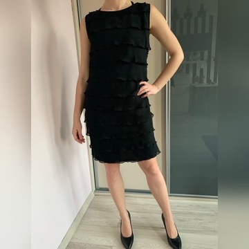 ORSAY czarna sukienka z falbankami r.38