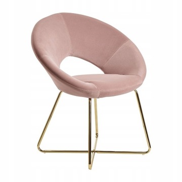 Fotel glamour różowy aksamit złoty krzesło 24h