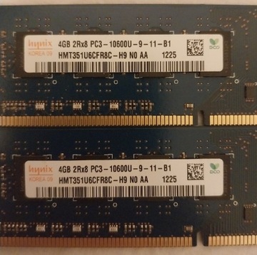 Hynix 2x4GB 2Rx8 PC3-10600U-9-11-B1 DDR3 1333MHZ