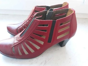 Eleganckie buty damskie MONAX czerwone skóra natur