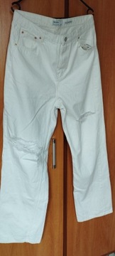 spodnie Bershka r.42 SUPER WYSOKI STAN białe 