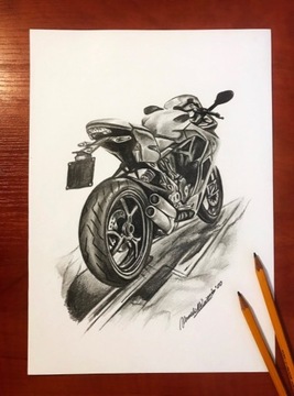 Portret samochodu, motocykla, prezent dla niego A4