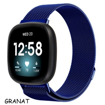 G195 PASEK metal, magnes Fitbit Versa3/ GRANAT